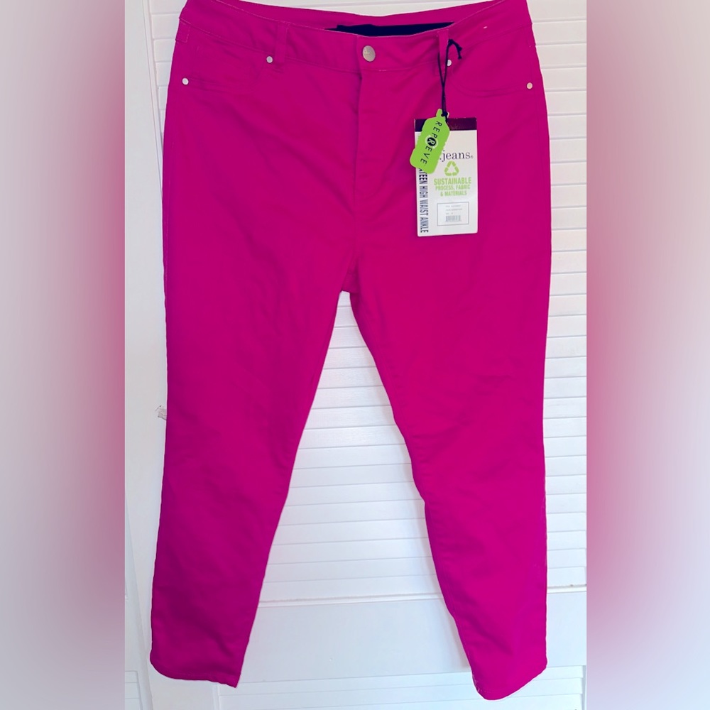 PINK PANTS  d. Jeans Recycled Sateen High Waisted Ankle Stretch Jeans